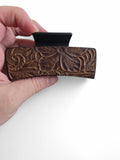 Hair clip with leather